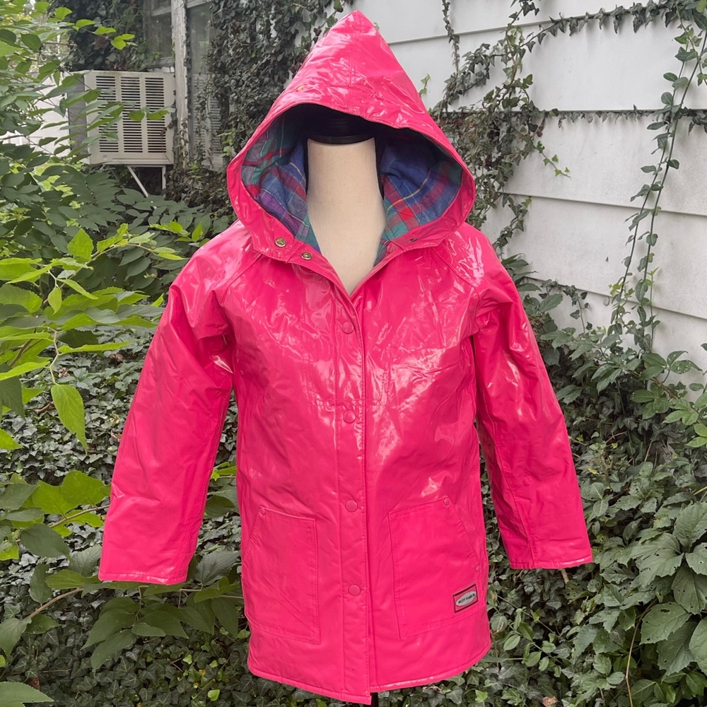 Vintage Childrens pink vinyl lined MistyHarbor raincoat size 10